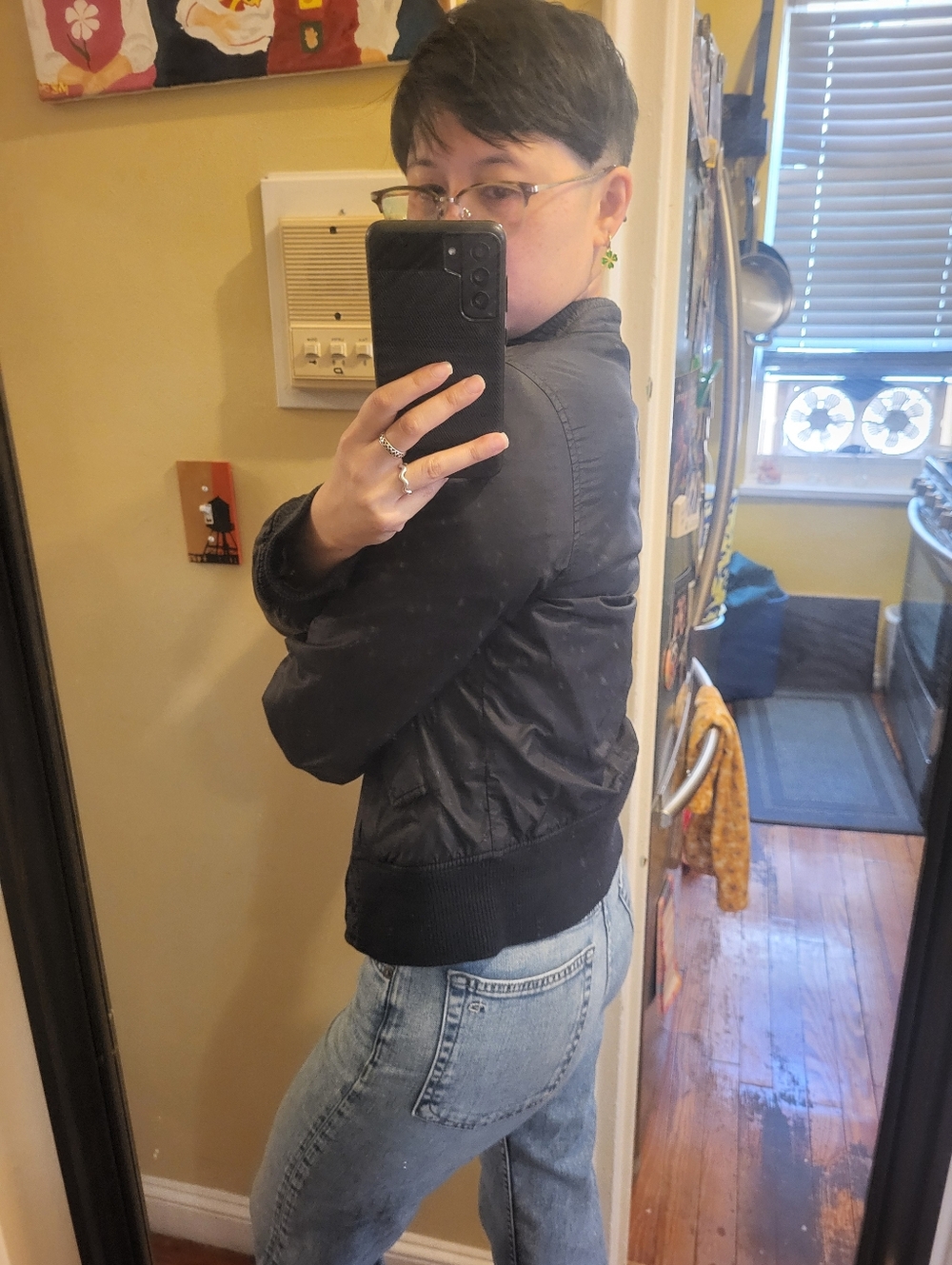 Diesel Black Bomber Jacket - Women's Casual Zip-Up Jacket - Picture 2 of 6